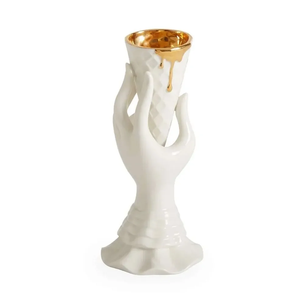 JONATHAN ADLER I-Scream Bud Vase with Real Gold. Like New. Pristine.